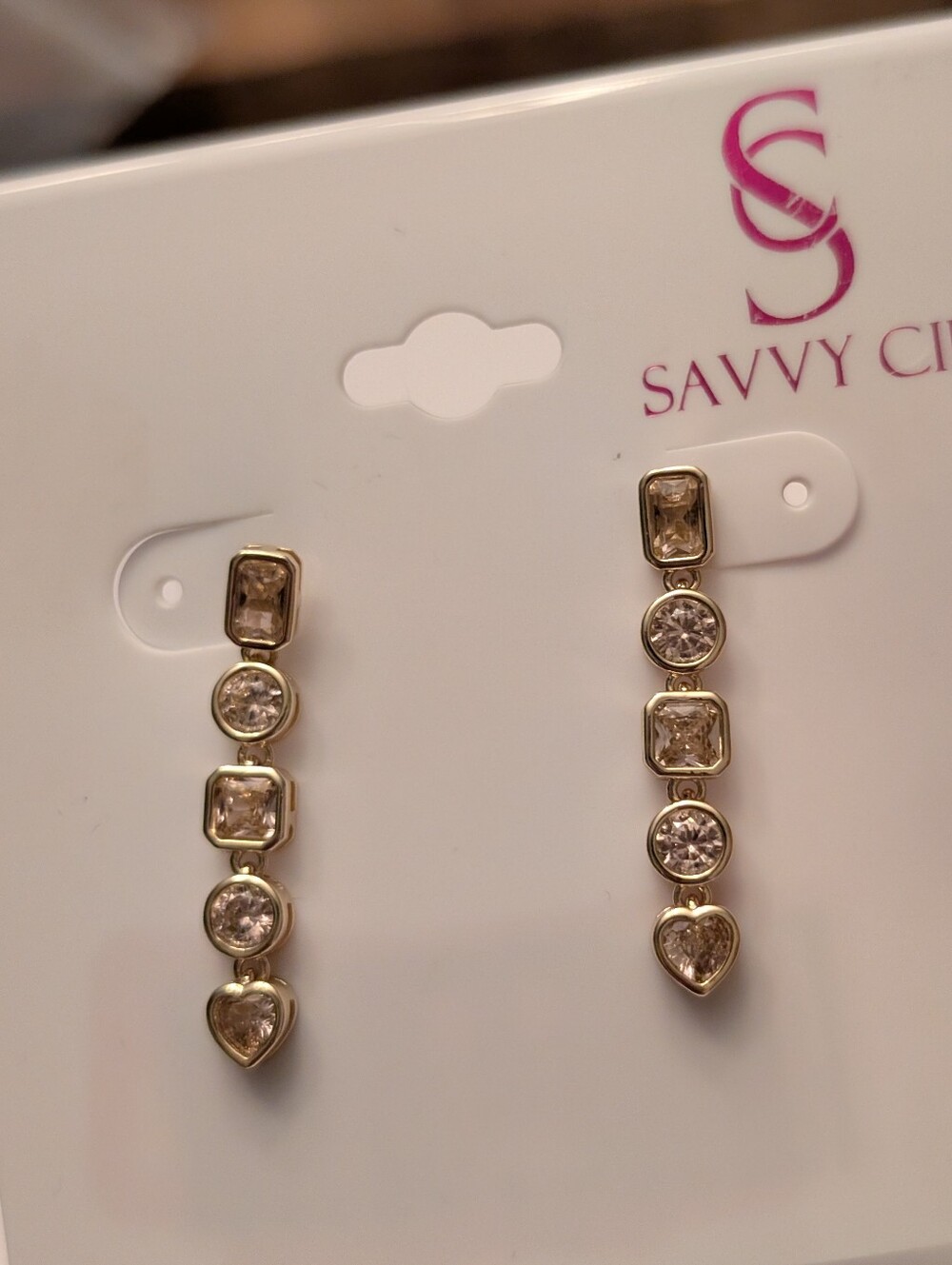 Savvy Cie IsGold-Tone Clear Crystal Drop Earrings